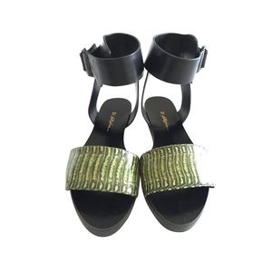 Phillip Lim green and black leather sandals